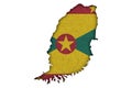 Map and flag of Grenada on felt Royalty Free Stock Photo