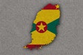 Map and flag of Grenada on felt Royalty Free Stock Photo