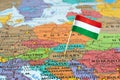 Hungary map and flag pin Royalty Free Stock Photo