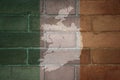 map and flag of ireland on a old brick wall