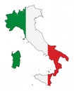 Map and flag of Italy on a white background Royalty Free Stock Photo
