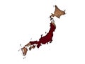 Map and flag of Japan on rusty metal Royalty Free Stock Photo