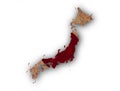 Map and flag of Japan on rusty metal Royalty Free Stock Photo