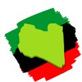 Map and flag Of Libya. Borders of a state in North Africa.