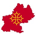 map with flag of midi pyrenees