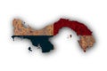 Map and flag of Panama on rusty metal