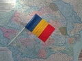 Map with the flag of Romania