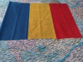 Map with the flag of Romania and the capital Bucharest