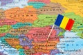 Romania map and flag pin Royalty Free Stock Photo