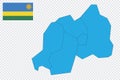 Map and flag of Rwanda