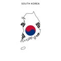 Map and Flag of South Korea Vector Design Template with Editable Stroke. Royalty Free Stock Photo