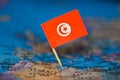 Map with flag of Tunisia