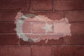 map and flag of turkey on a old brick wall Royalty Free Stock Photo