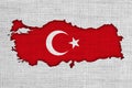 Map and flag of Turkey on old linen