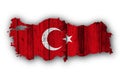 Map and flag of Turkey on weathered wood