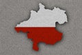 Map and flag of Upper Austria on felt