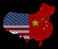 USA china merged map flag illustration