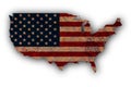 Map and flag of the USA on rusty metal Royalty Free Stock Photo