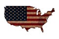 Map and flag of the USA on rusty metal Royalty Free Stock Photo