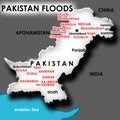 Map of flood in Pakistan