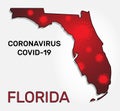 Map of Florida state and coronavirus infection.