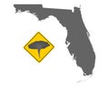 Map of Florida and traffic sign tornado warning