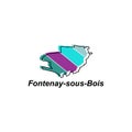 Map of Fontenay Sous Bois City colorful geometric modern outline, High detailed vector illustration vector Design Template,