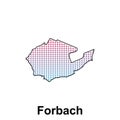 Map of Forbach City with gradient color, dot technology style illustration design template, suitable for your company