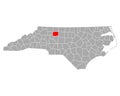 Map of Forsyth in North Carolina