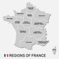 Map of France with the borders of the regions. France flag - Vector Royalty Free Stock Photo