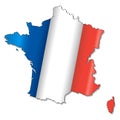 Map of France in combination with a waving French national flag - Vector Royalty Free Stock Photo