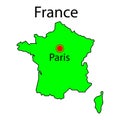 Map of France and Corsica green sign. Paris city