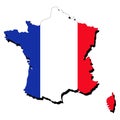 Map of France with flag Royalty Free Stock Photo
