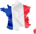 France Map with Flag Royalty Free Stock Photo