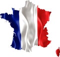 Map of France with flag Royalty Free Stock Photo