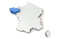 Map of France showing Brittany region. 3D Rendering