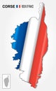 Map of the french region Corsica combined with waving french national flag - Vector Royalty Free Stock Photo