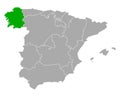 Map of Galicia in Spain