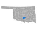 Map of Garvin in Oklahoma Royalty Free Stock Photo