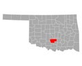 Map of Garvin in Oklahoma Royalty Free Stock Photo