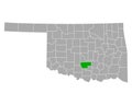 Map of Garvin in Oklahoma Royalty Free Stock Photo