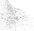 Map of Gdansk, satellite view, black and white map. Poland