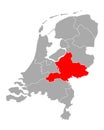 Map of Gelderland in Netherlands