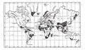 Map of the Geographical Occurence of Leprosy, vintage engraving Royalty Free Stock Photo