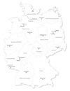 Map of German states with cites on white backgroun