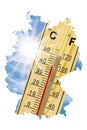 map of Germany as symbol for heat and dryness and climate change.