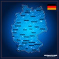 Map of Germany. Bright illustration with colorful Germania map. Germany map with cities. Illustration.