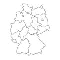 Map of Germany devided to 13 federal states and 3 city-states - Berlin, Bremen and Hamburg, Europe. Simple flat blank