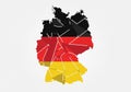 Map of Germany filled with the German flag colors: black, red, and yellow, displayed in horizontal Royalty Free Stock Photo