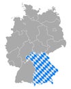 Map of Germany with flag of Bavaria